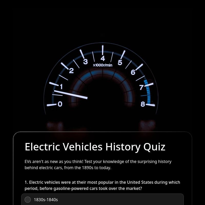 Electric Vehicles History Quiz template preview - FormHug