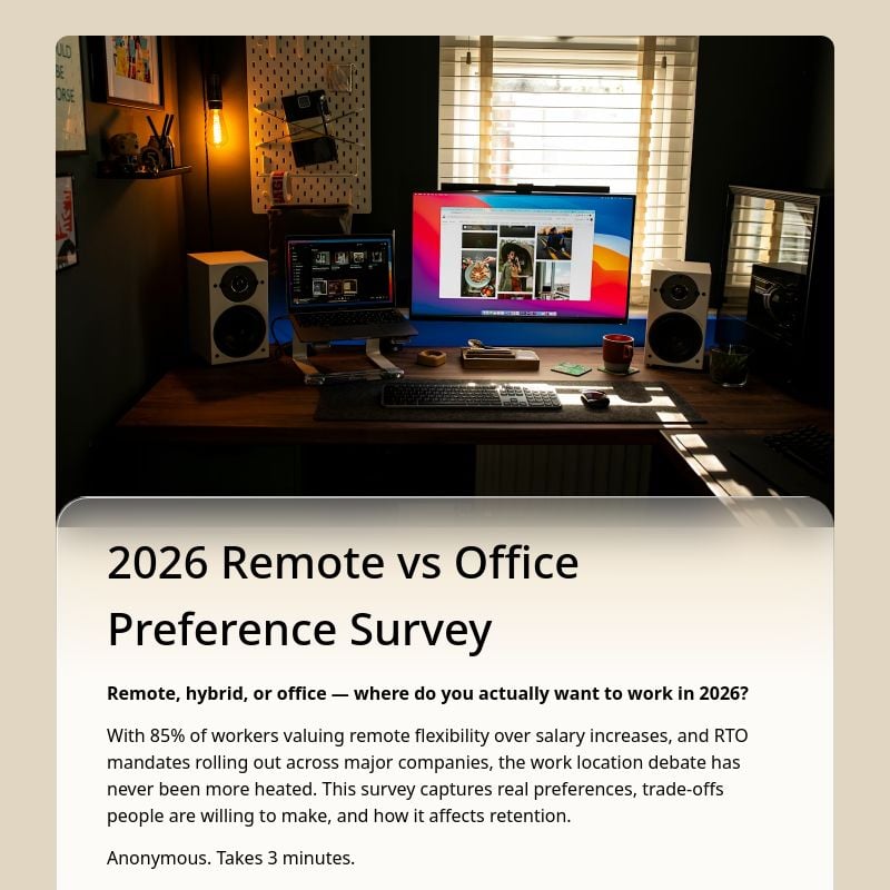 2026 Remote vs Office Preference Survey template preview - FormHug