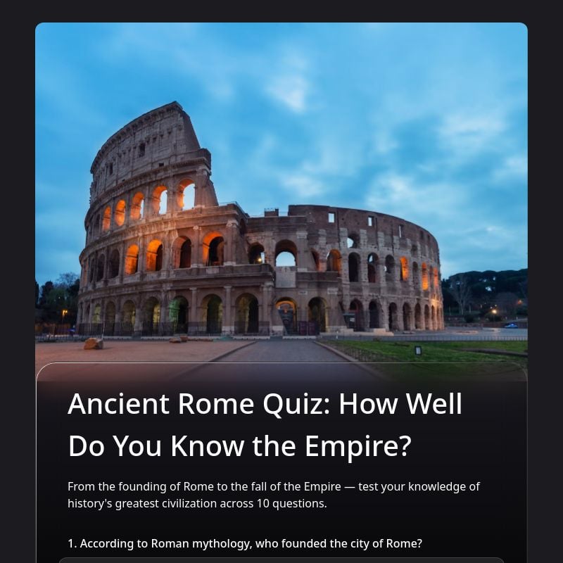 Ancient Rome Quiz: How Well Do You Know the Empire? template preview - FormHug