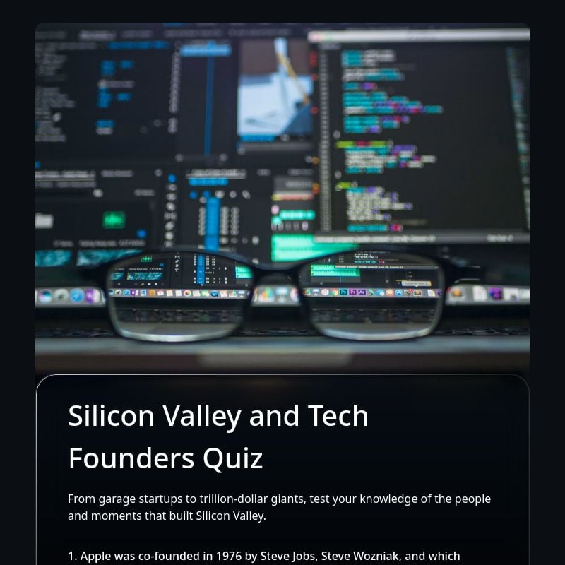 Silicon Valley and Tech Founders Quiz template preview - FormHug