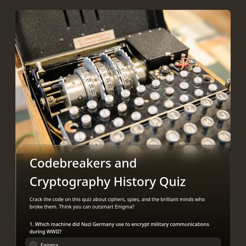 Codebreakers and Cryptography History Quiz template preview - FormHug