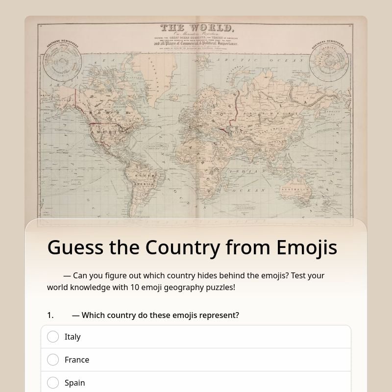 Guess the Country from Emojis template preview - FormHug