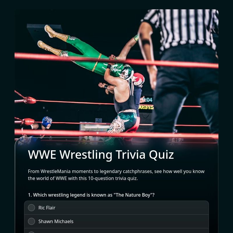 WWE Wrestling Trivia Quiz template preview - FormHug