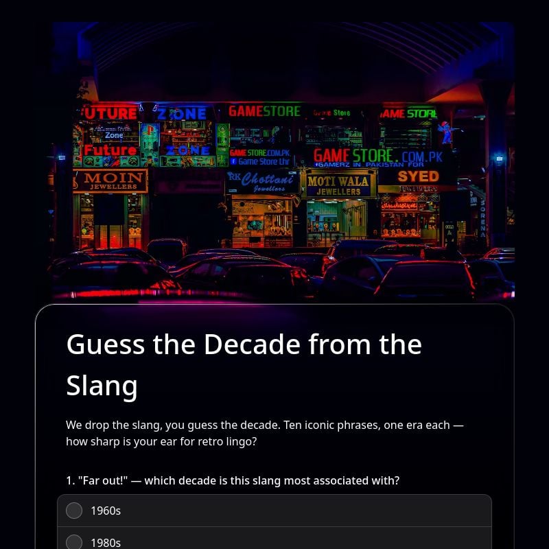 Guess the Decade from the Slang template preview - FormHug