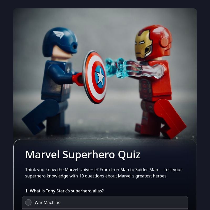 Marvel Superhero Quiz template preview - FormHug