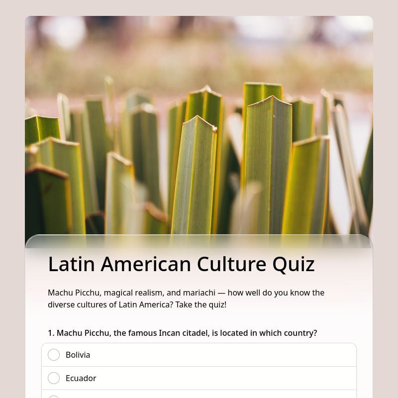 Latin American Culture Quiz template preview - FormHug