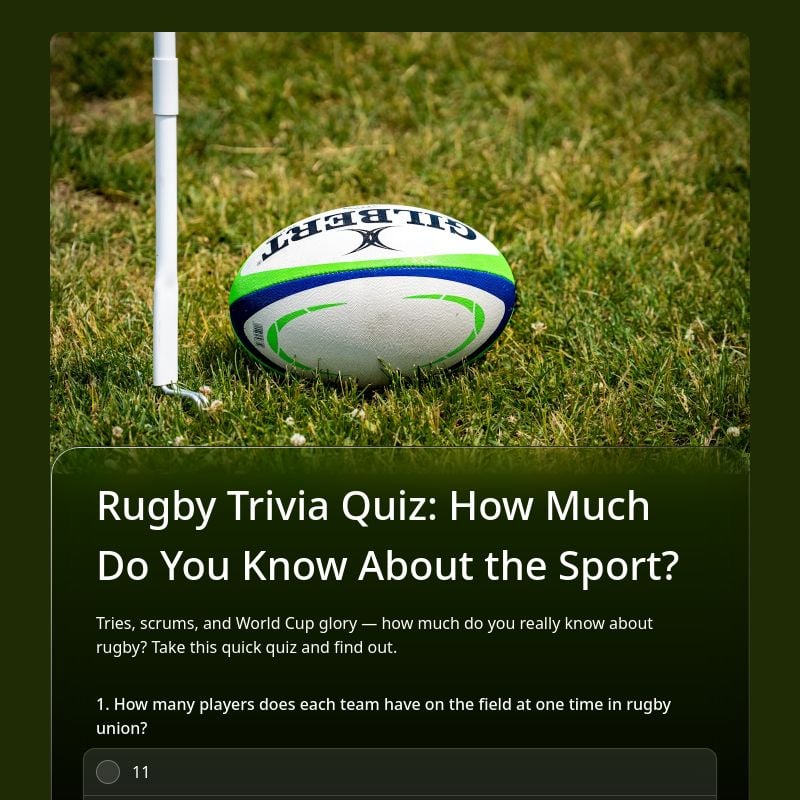 Rugby Trivia Quiz: How Much Do You Know About the Sport? template preview - FormHug