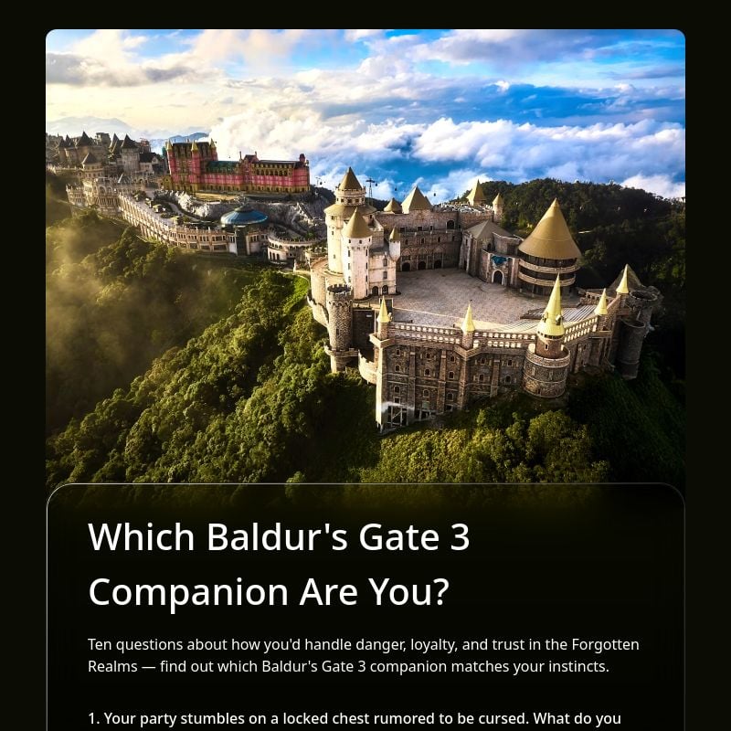 Which Baldur's Gate 3 Companion Are You? template preview - FormHug