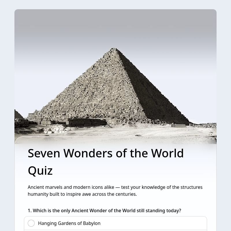 Seven Wonders of the World Quiz template preview - FormHug