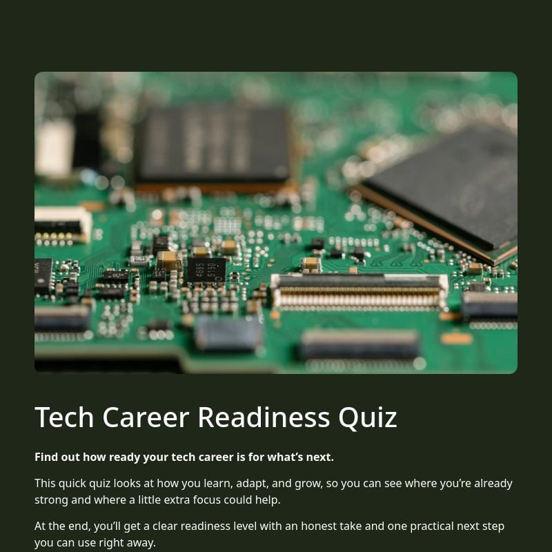 Tech Career Readiness Quiz template preview - FormHug