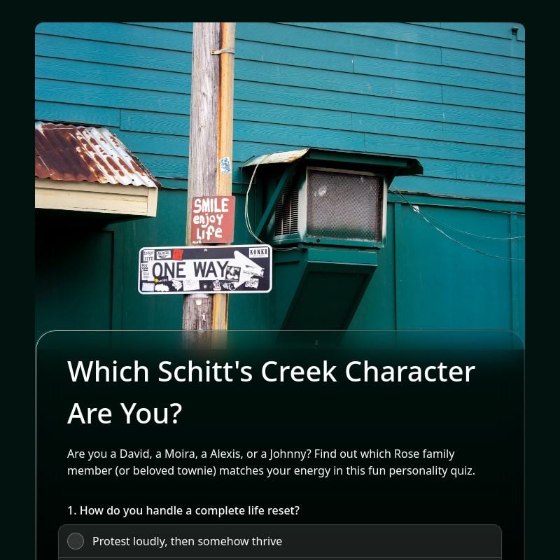 Which Schitt's Creek Character Are You? template preview - FormHug