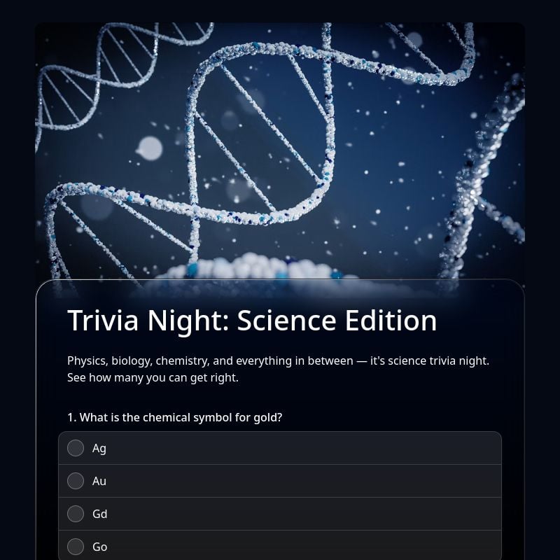 Trivia Night: Science Edition template preview - FormHug