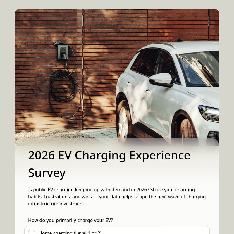 2026 EV Charging Experience Survey template preview - FormHug