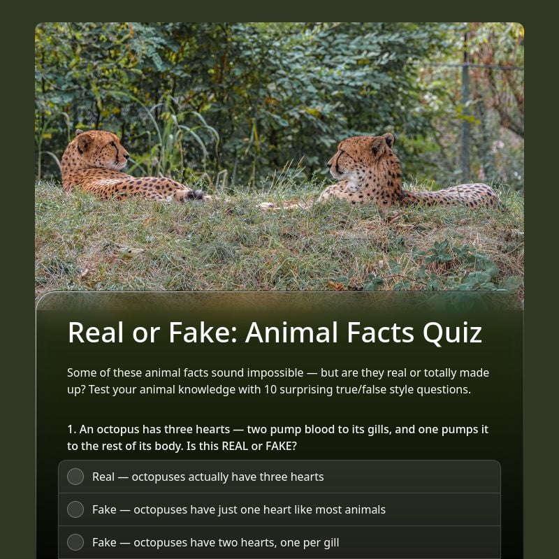 Real or Fake: Animal Facts Quiz template preview - FormHug
