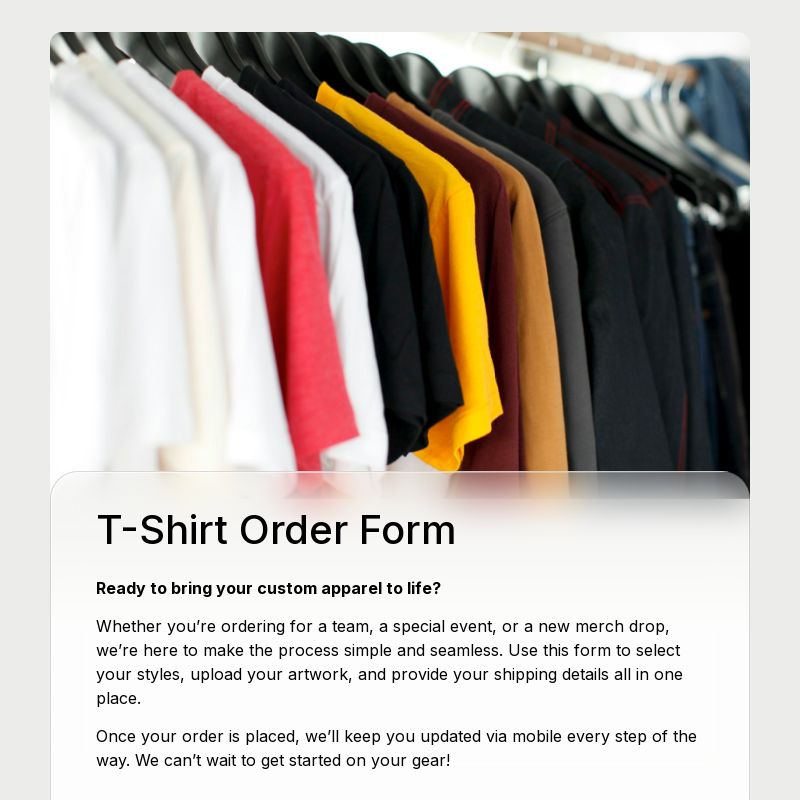 T-Shirt Order Form