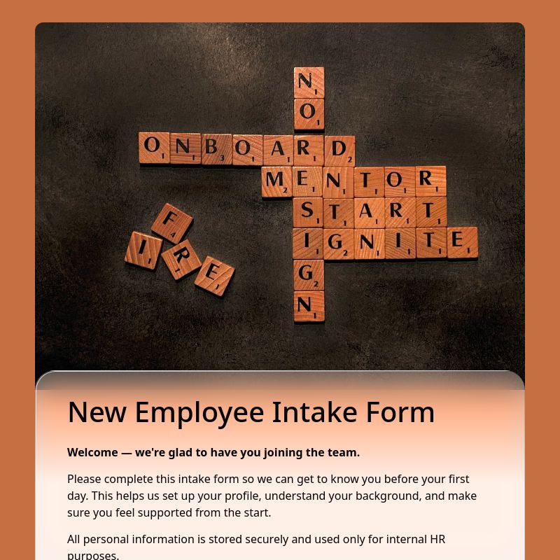 New Employee Intake Form