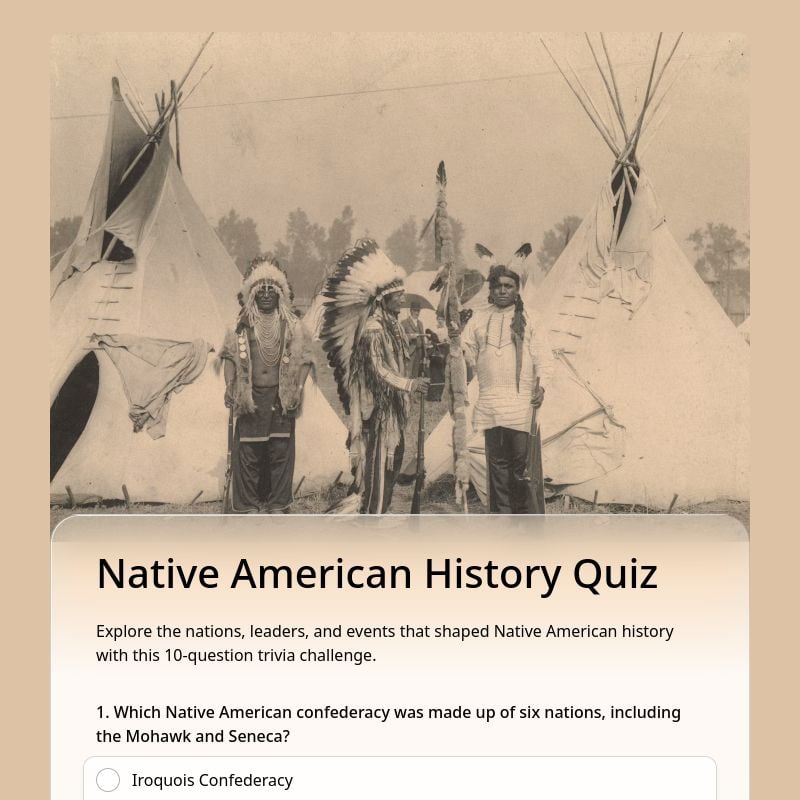 Native American History Quiz template preview - FormHug