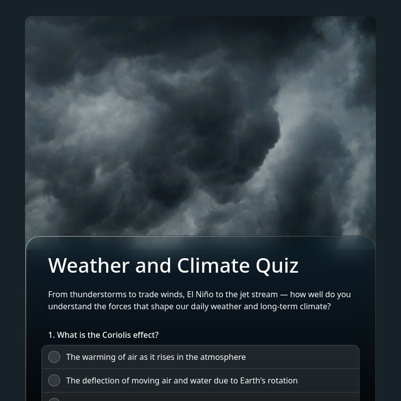 Weather and Climate Quiz template preview - FormHug
