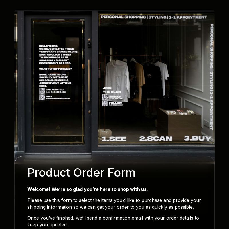 Product Order Form