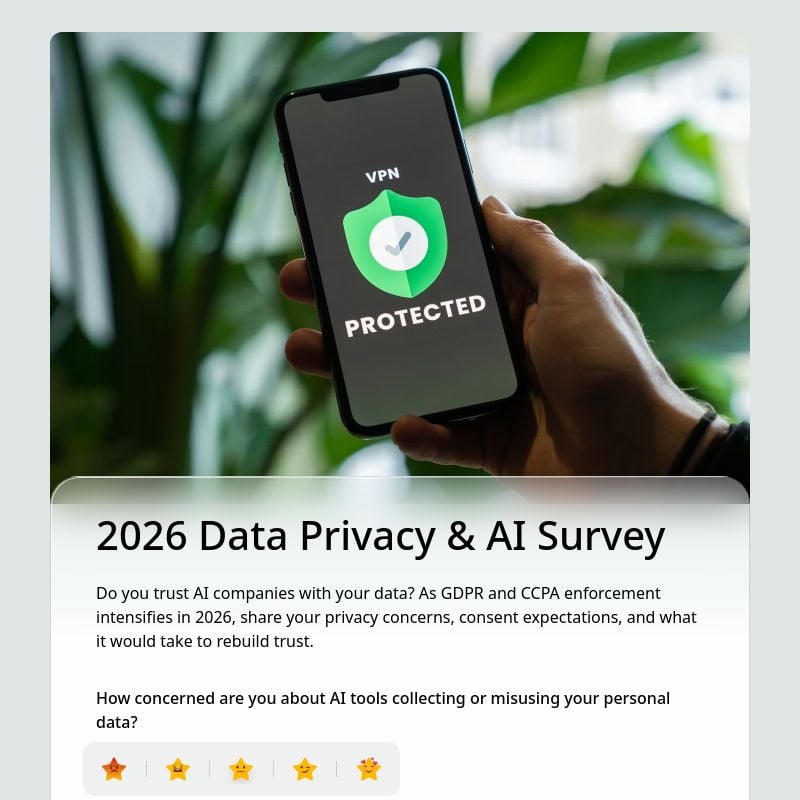 2026 Data Privacy & AI Survey template preview - FormHug