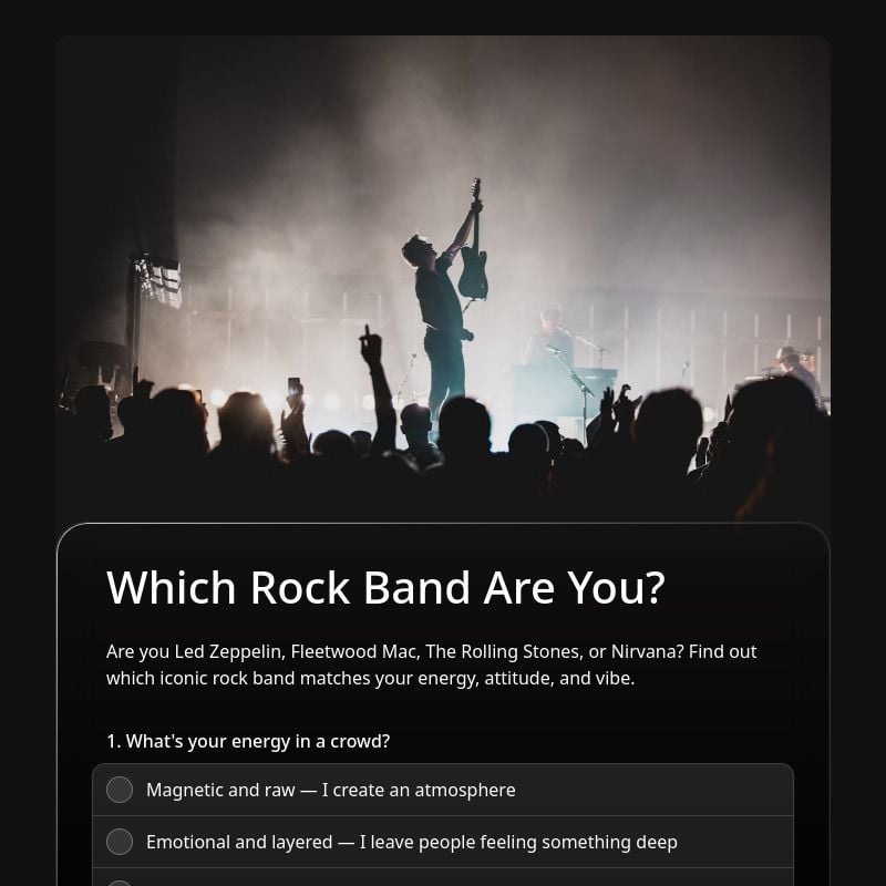 Which Rock Band Are You? template preview - FormHug