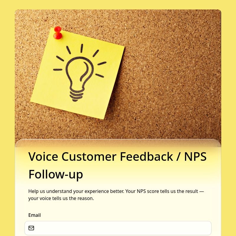 Voice Customer Feedback / NPS Follow-up template preview - FormHug