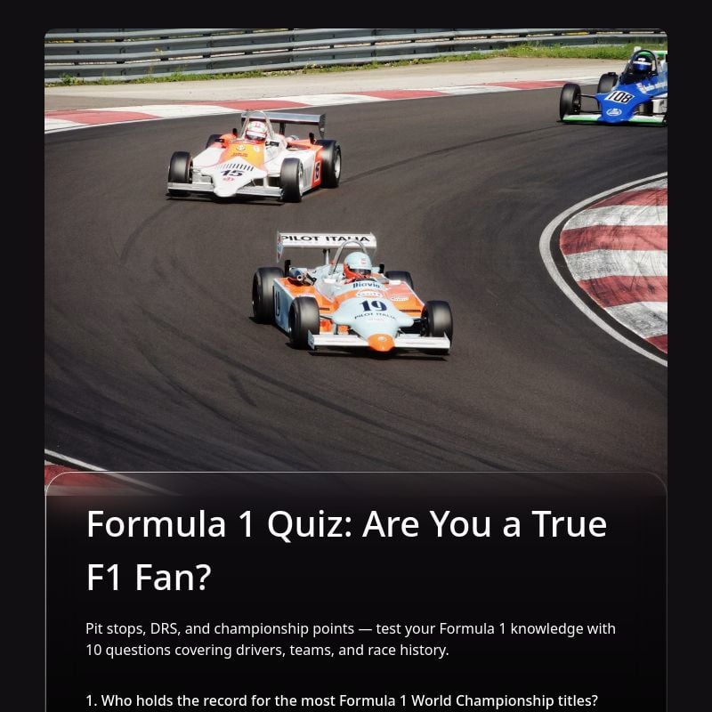 Formula 1 Quiz: Are You a True F1 Fan? template preview - FormHug