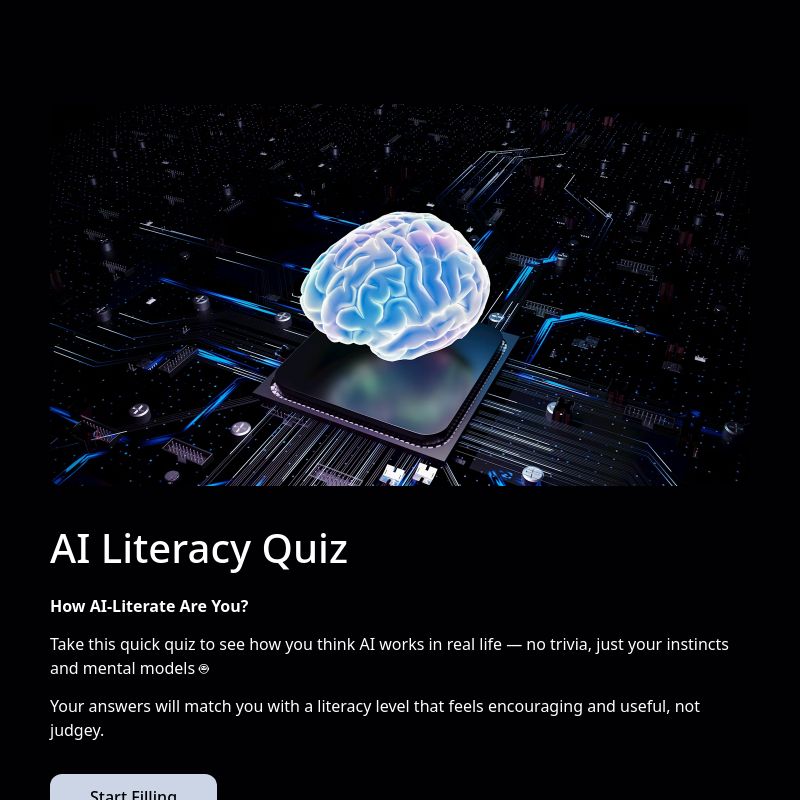 AI Literacy Quiz template preview - FormHug