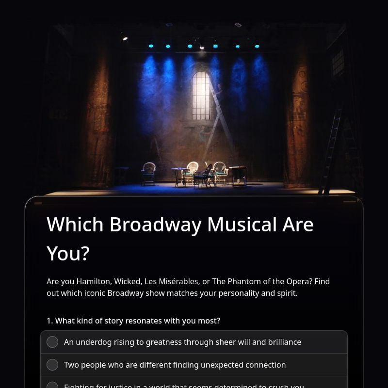 Which Broadway Musical Are You? template preview - FormHug