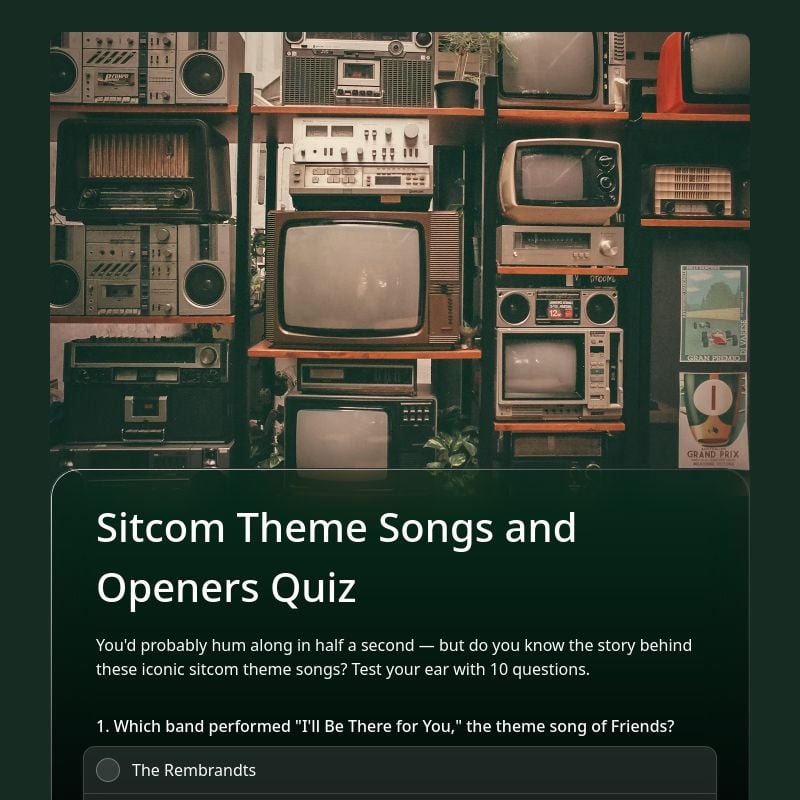 Sitcom Theme Songs and Openers Quiz template preview - FormHug