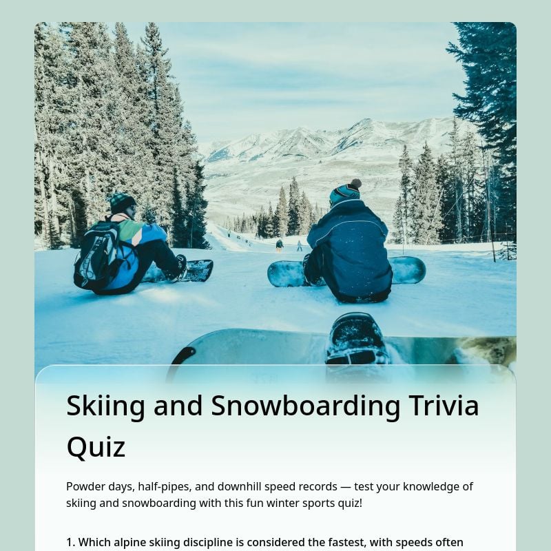 Skiing and Snowboarding Trivia Quiz template preview - FormHug