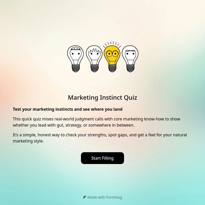 Marketing Instinct Quiz template preview - FormHug