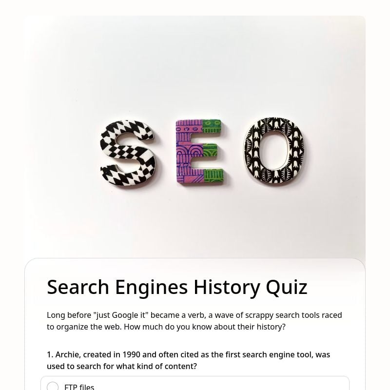 Search Engines History Quiz template preview - FormHug