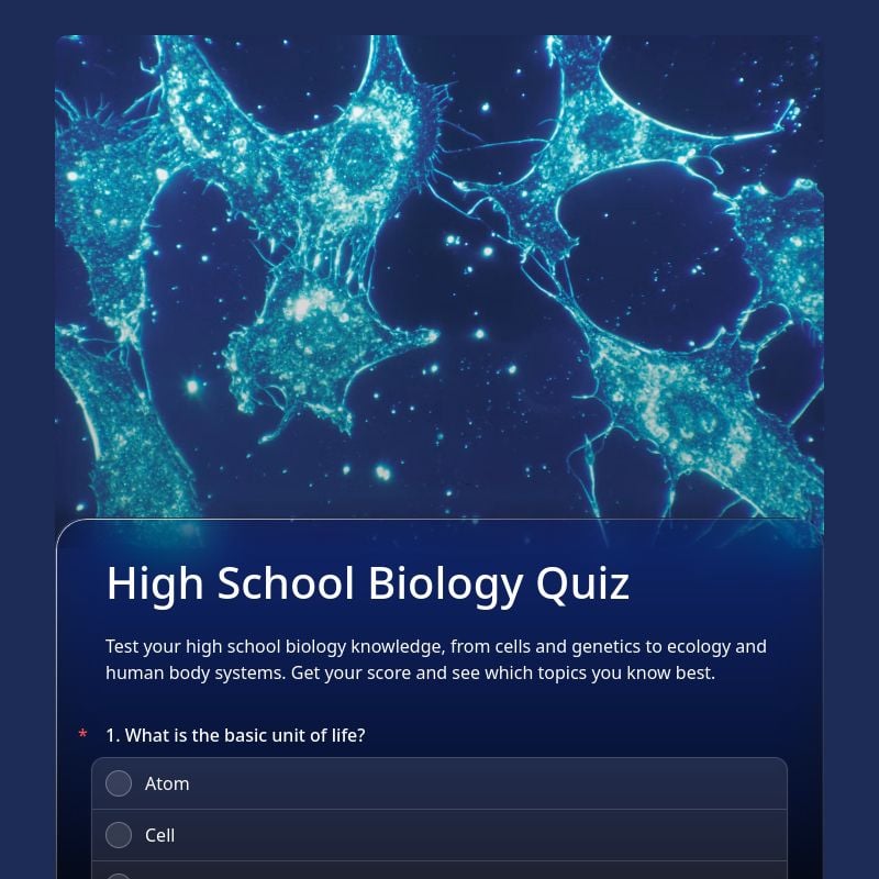 High School Biology Quiz template preview - FormHug