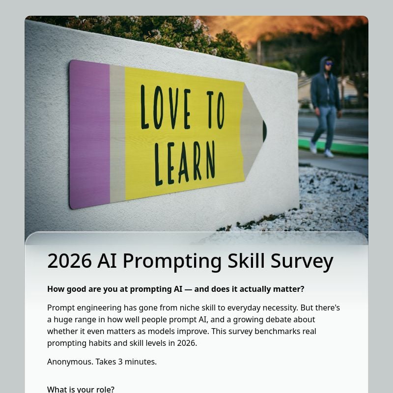 2026 AI Prompting Skill Survey template preview - FormHug