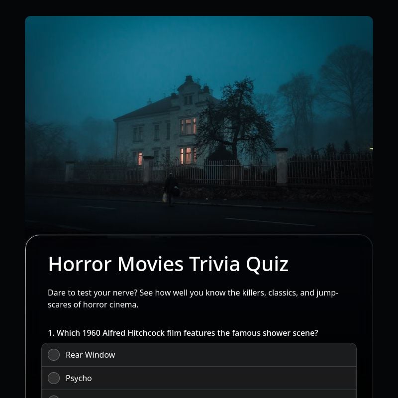 Horror Movies Trivia Quiz template preview - FormHug