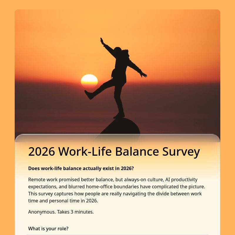 2026 Work-Life Balance Survey template preview - FormHug