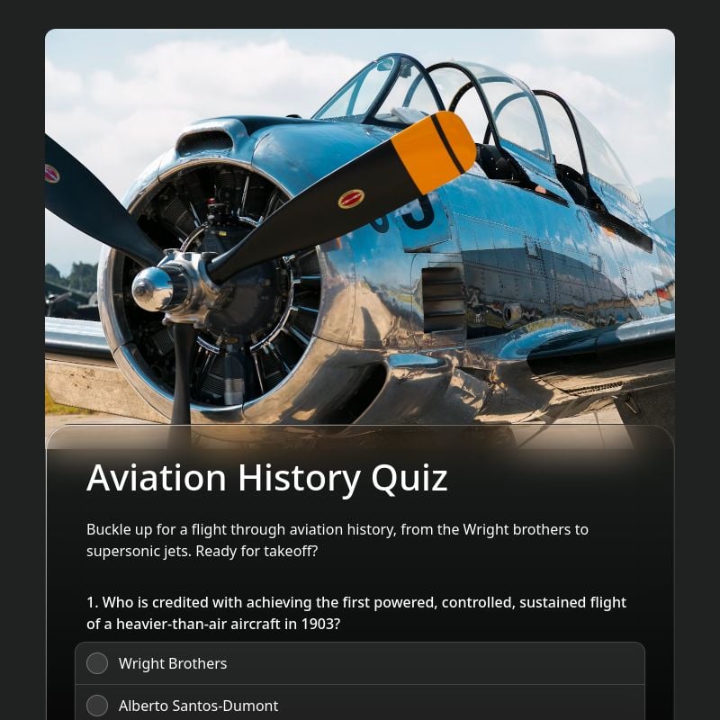 Aviation History Quiz template preview - FormHug