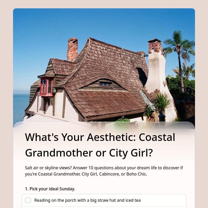 What's Your Aesthetic: Coastal Grandmother or City Girl? template preview - FormHug
