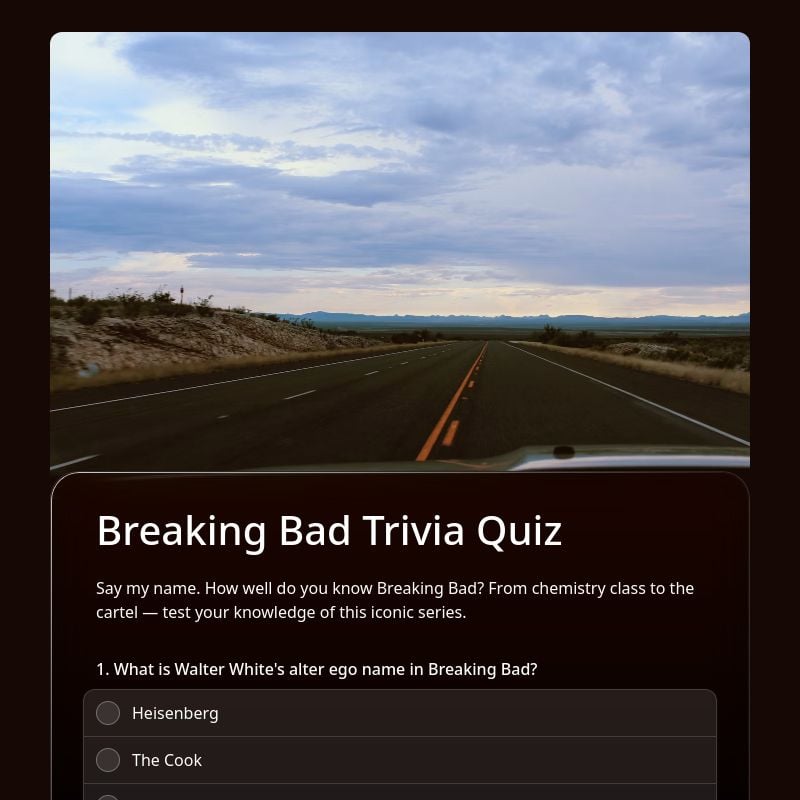 Breaking Bad Trivia Quiz template preview - FormHug