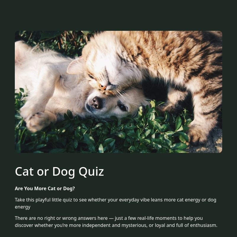 Cat or Dog Quiz template preview - FormHug