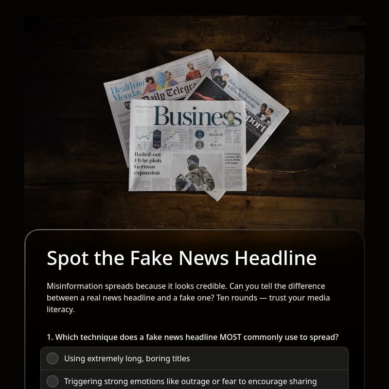 Spot the Fake News Headline template preview - FormHug