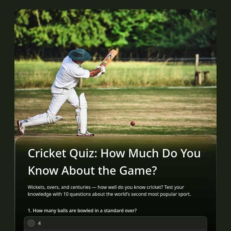 Cricket Quiz: How Much Do You Know About the Game? template preview - FormHug