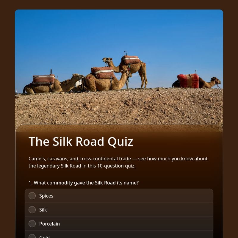 The Silk Road Quiz template preview - FormHug
