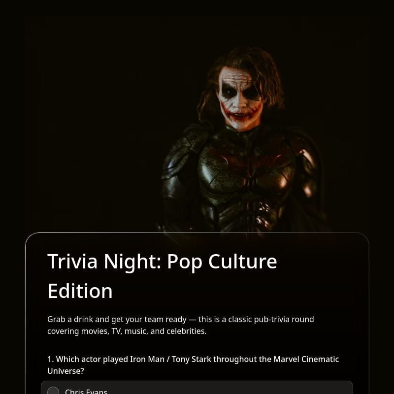Trivia Night: Pop Culture Edition template preview - FormHug