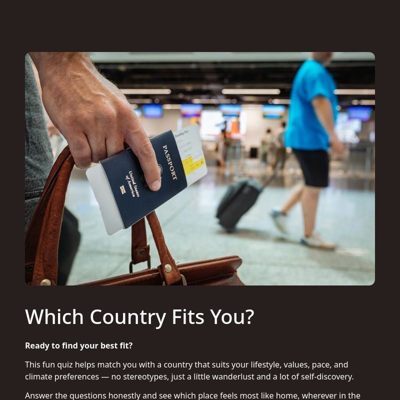 Which Country Fits You? template preview - FormHug