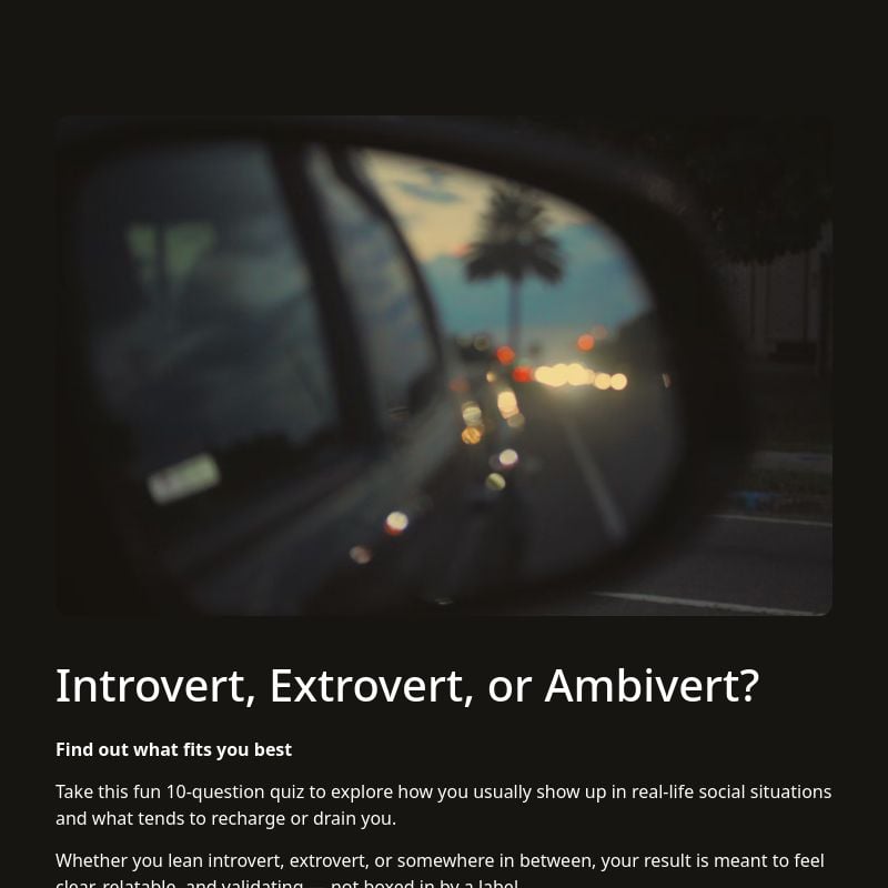 Introvert, Extrovert, or Ambivert? template preview - FormHug