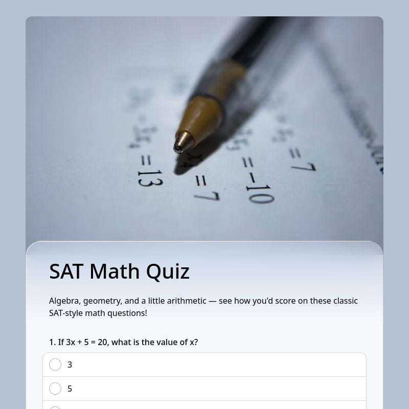 SAT Math Quiz template preview - FormHug