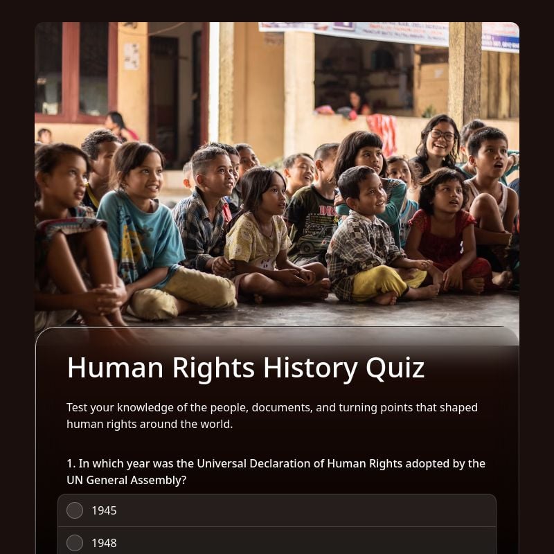 Human Rights History Quiz template preview - FormHug