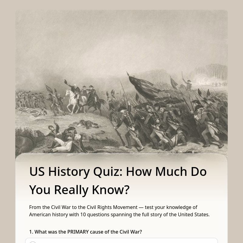 US History Quiz: How Much Do You Really Know? template preview - FormHug